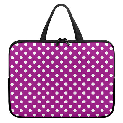 Purple And White Polka Dot Pattern Print Laptop Sleeve With Handle
