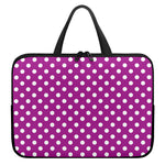 Purple And White Polka Dot Pattern Print Laptop Sleeve With Handle
