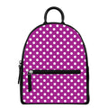 Purple And White Polka Dot Pattern Print Leather Backpack