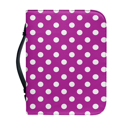 Purple And White Polka Dot Pattern Print Leather Bible Cover