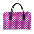 Purple And White Polka Dot Pattern Print Leather Duffel Bag