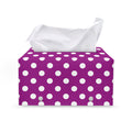 Purple And White Polka Dot Pattern Print Leather Tissue Box Cover