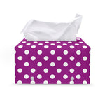 Purple And White Polka Dot Pattern Print Leather Tissue Box Cover