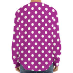 Purple And White Polka Dot Pattern Print Long Sleeve Baseball Jersey