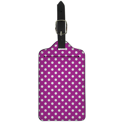 Purple And White Polka Dot Pattern Print Luggage Tag