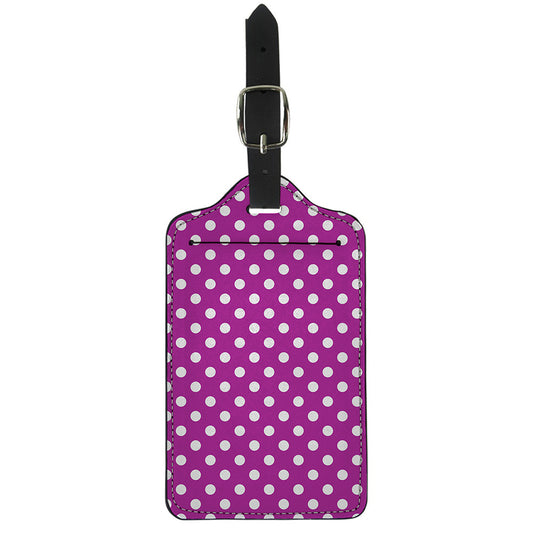 Purple And White Polka Dot Pattern Print Luggage Tag