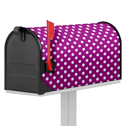 Purple And White Polka Dot Pattern Print Mailbox Cover
