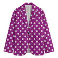 Purple And White Polka Dot Pattern Print Men's Blazer