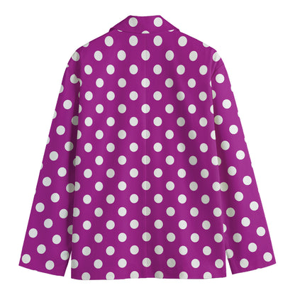 Purple And White Polka Dot Pattern Print Men's Blazer