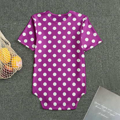 Purple And White Polka Dot Pattern Print Men's Bodysuit