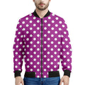 Purple And White Polka Dot Pattern Print Men's Bomber Jacket