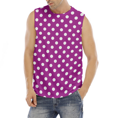 Purple And White Polka Dot Pattern Print Men's Fitness Tank Top