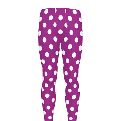 Purple And White Polka Dot Pattern Print Men's leggings