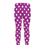 Purple And White Polka Dot Pattern Print Men's leggings