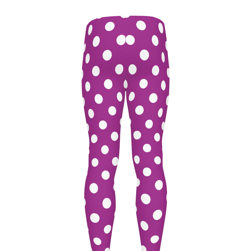Purple And White Polka Dot Pattern Print Men's leggings