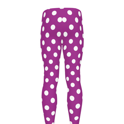 Purple And White Polka Dot Pattern Print Men's leggings