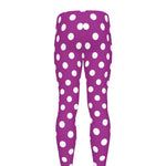Purple And White Polka Dot Pattern Print Men's leggings