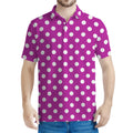Purple And White Polka Dot Pattern Print Men's Polo Shirt