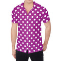 Purple And White Polka Dot Pattern Print Men's Shirt