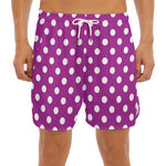 Purple And White Polka Dot Pattern Print Men's Split Running Shorts