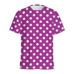 Purple And White Polka Dot Pattern Print Men's Sports T-Shirt