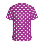Purple And White Polka Dot Pattern Print Men's Sports T-Shirt