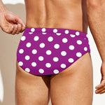 Purple And White Polka Dot Pattern Print Men's Swim Briefs