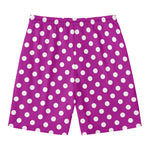Purple And White Polka Dot Pattern Print Men's Swim Trunks