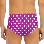 Purple And White Polka Dot Pattern Print Men's Triangle Swim Briefs