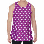 Purple And White Polka Dot Pattern Print Men's Velvet Tank Top