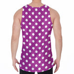 Purple And White Polka Dot Pattern Print Men's Velvet Tank Top