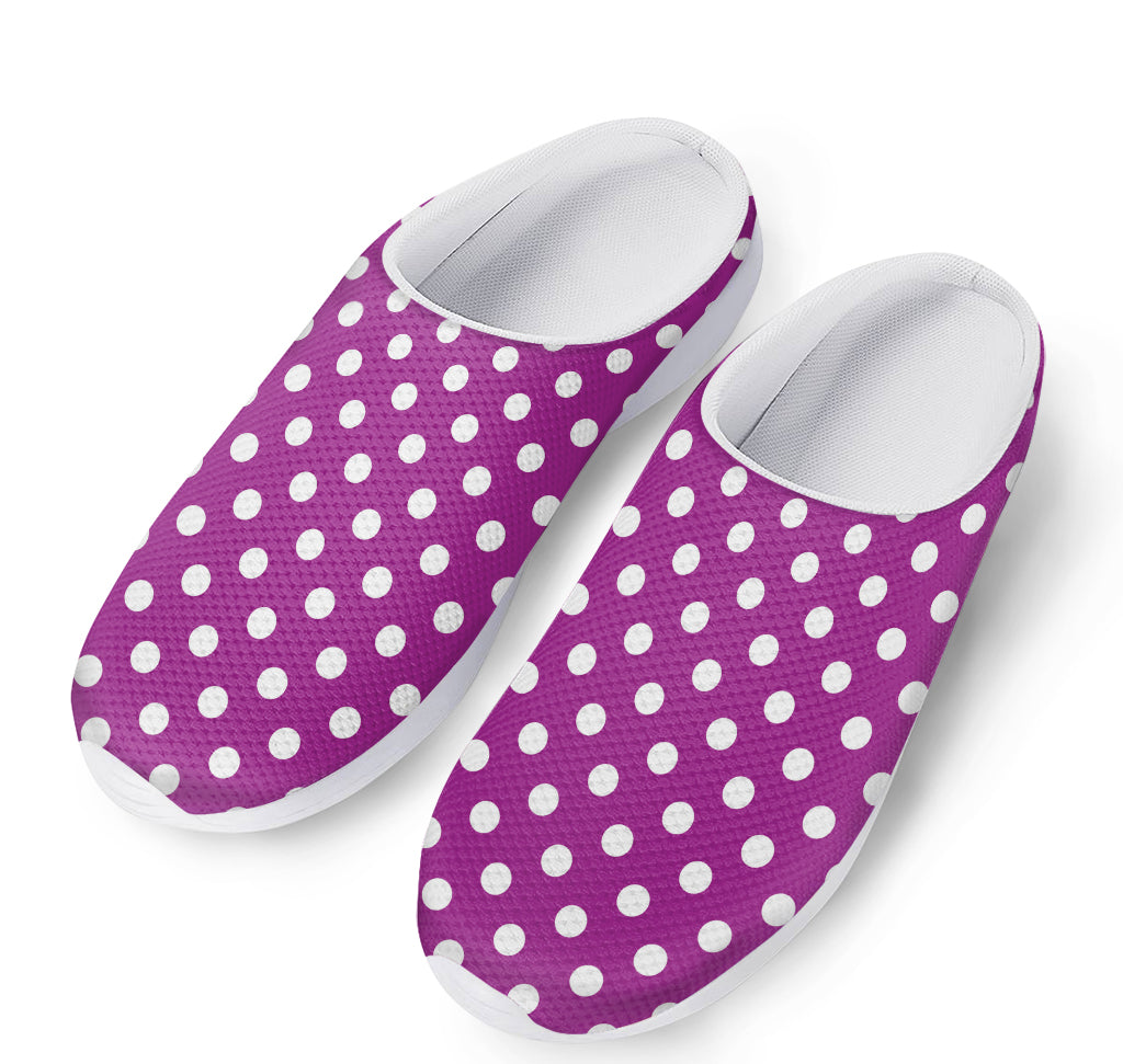 Purple And White Polka Dot Pattern Print Mesh Casual Shoes
