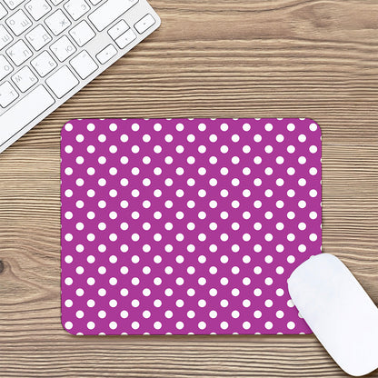 Purple And White Polka Dot Pattern Print Mouse Pad