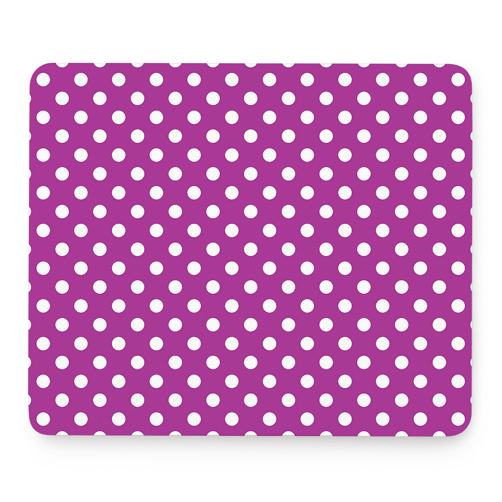 Purple And White Polka Dot Pattern Print Mouse Pad