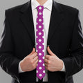 Purple And White Polka Dot Pattern Print Necktie