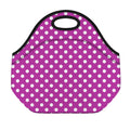 Purple And White Polka Dot Pattern Print Neoprene Lunch Bag