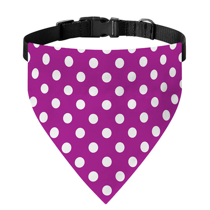 Purple And White Polka Dot Pattern Print Over The Collar Dog Bandana