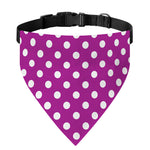Purple And White Polka Dot Pattern Print Over The Collar Dog Bandana