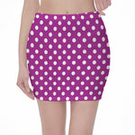Purple And White Polka Dot Pattern Print Pencil Mini Skirt