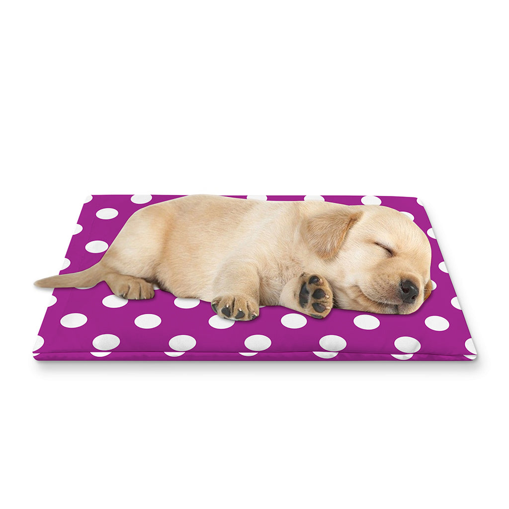 Purple And White Polka Dot Pattern Print Pet Cooling Mat Cover