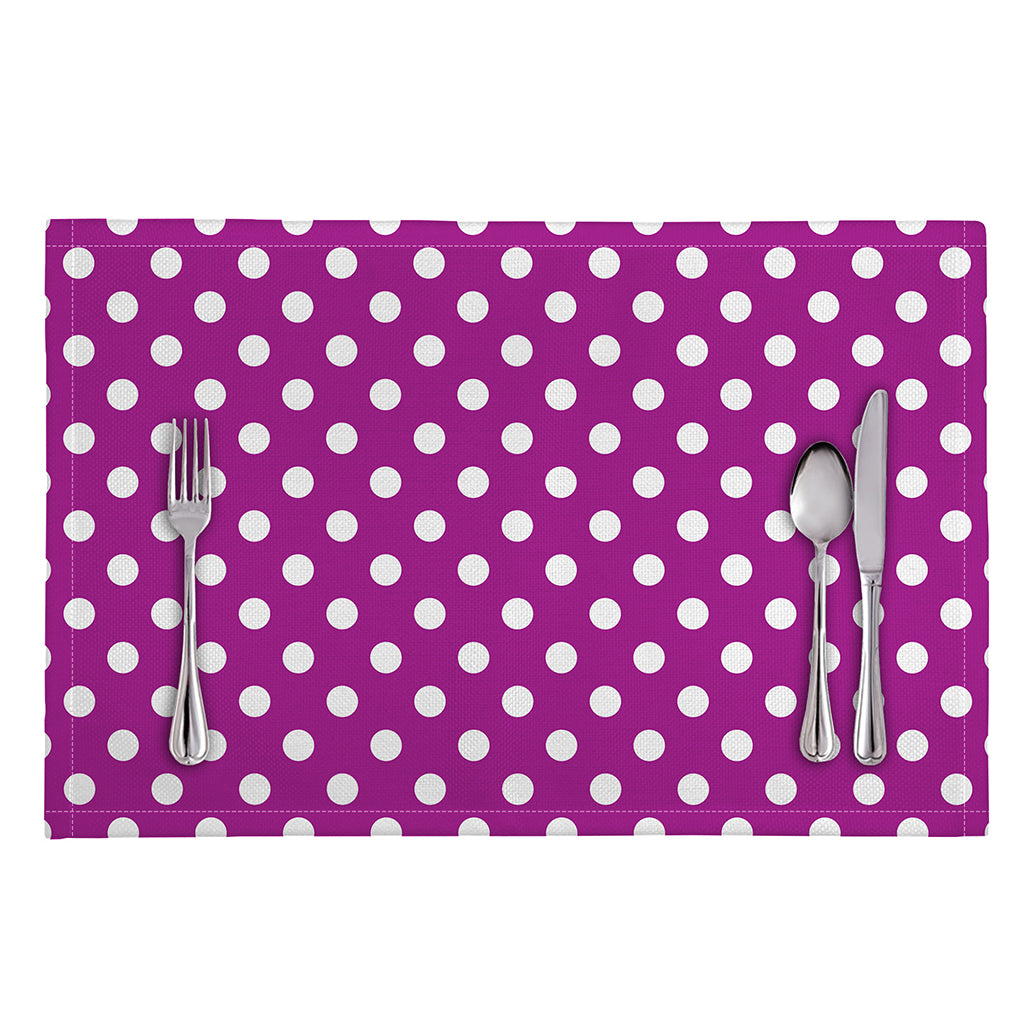 Purple And White Polka Dot Pattern Print Placemat