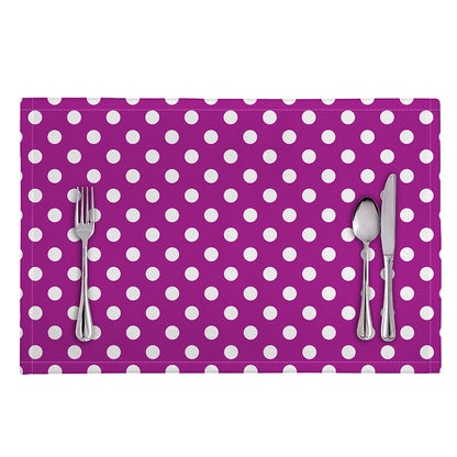 Purple And White Polka Dot Pattern Print Placemat