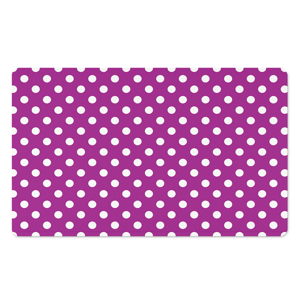 Purple And White Polka Dot Pattern Print Polyester Doormat