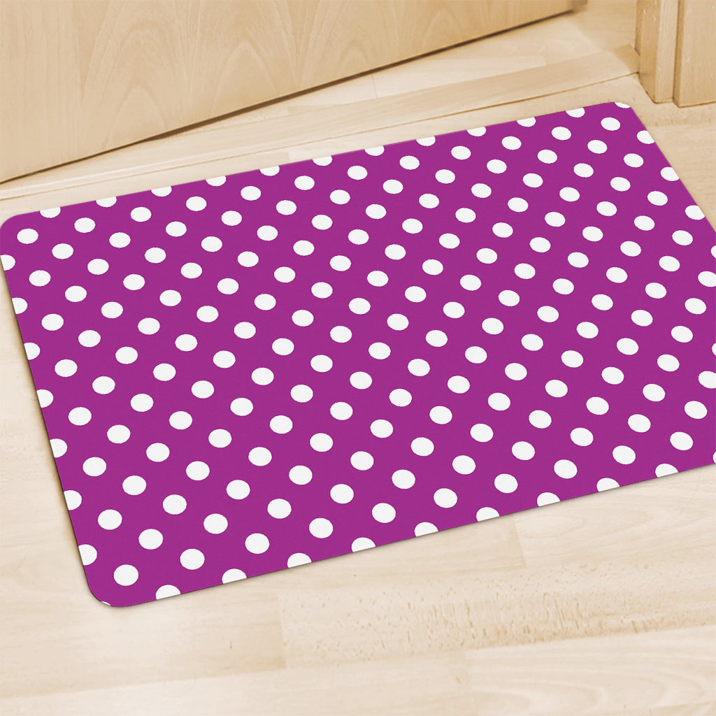 Purple And White Polka Dot Pattern Print Polyester Doormat