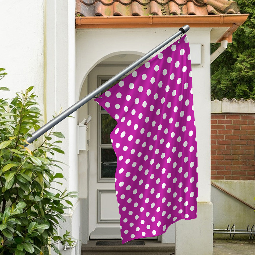 Purple And White Polka Dot Pattern Print Polyester Flag