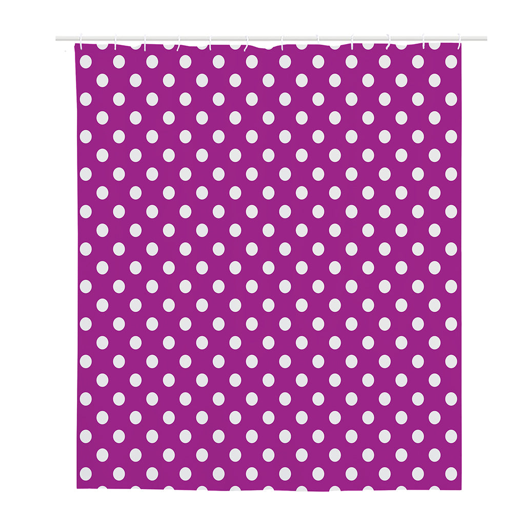 Purple And White Polka Dot Pattern Print Polyester Shower Curtain