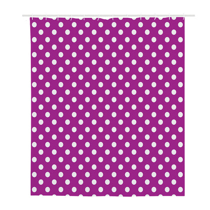 Purple And White Polka Dot Pattern Print Polyester Shower Curtain