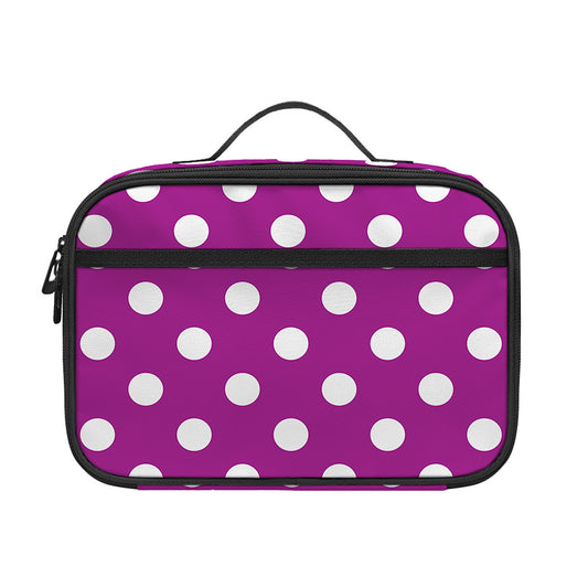 Purple And White Polka Dot Pattern Print Portable Lunch Bag