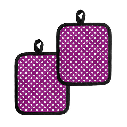 Purple And White Polka Dot Pattern Print Pot Holders