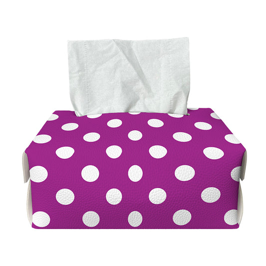 Purple And White Polka Dot Pattern Print Rectangle Tissue Box Cover